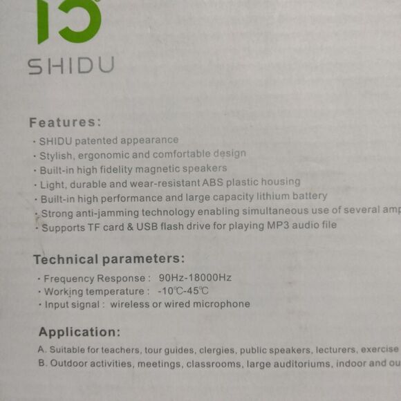 SHIDU Green Original Voice Amplifier, Personal Voice Amplifier Open Box - Picture 4 of 6